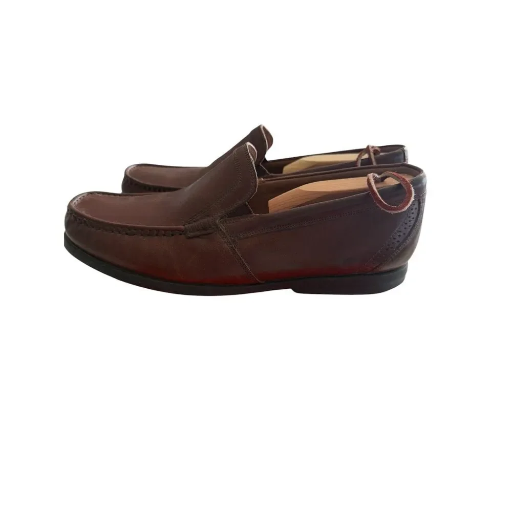 Clarks Unstructured Brown Genuine Leather Comfort Slip-On Loafers